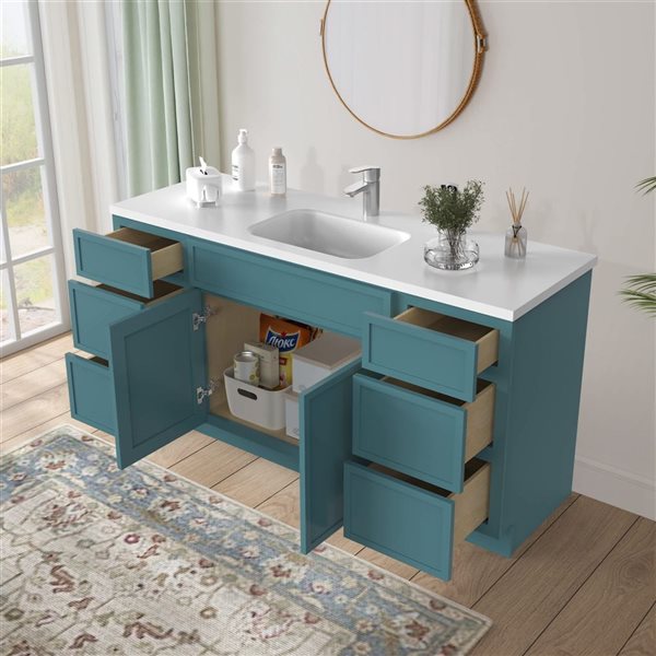 Vanity Art 63-in W x 21-in D x 32.5-in H 6-Drawer Bathroom Vanity w/o Top - Sea Green