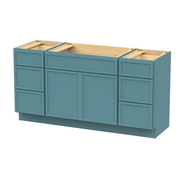 Vanity Art 63-in W x 21-in D x 32.5-in H 6-Drawer Bathroom Vanity w/o Top - Sea Green