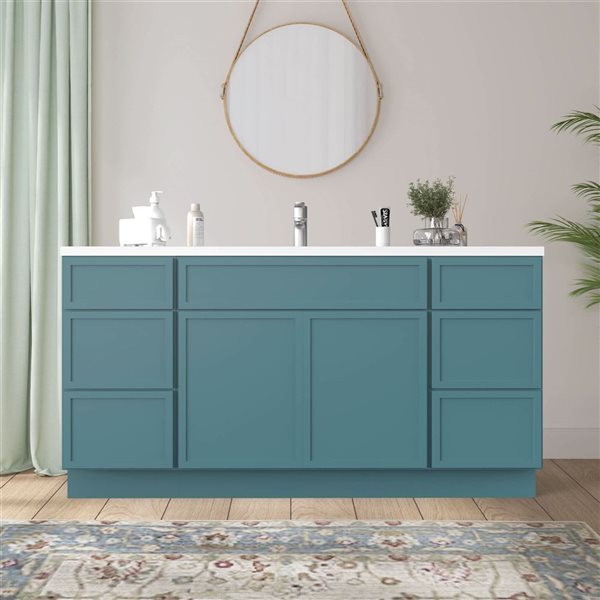 Vanity Art 63-in W x 21-in D x 32.5-in H 6-Drawer Bathroom Vanity w/o Top - Sea Green