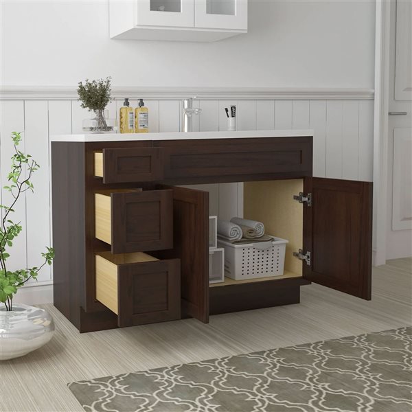 Vanity Art 45 x 21 x 32.5-in Freestanding 3-Drawer Bath Vanity Oak Cabinet without Top - Brown