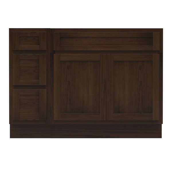 Vanity Art 45 x 21 x 32.5-in Freestanding 3-Drawer Bath Vanity Oak Cabinet without Top - Brown