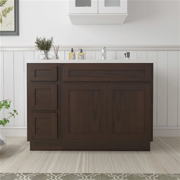 Vanity Art 45 x 21 x 32.5-in Freestanding 3-Drawer Bath Vanity Oak Cabinet without Top - Brown
