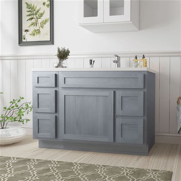 Vanity Art 48 x 21 x 32.5-in Freestanding 2-Right Drawer Bath Vanity Oak Cabinet without Top - Silver