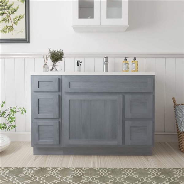 Vanity Art 48 x 21 x 32.5-in Freestanding 2-Right Drawer Bath Vanity Oak Cabinet without Top - Silver