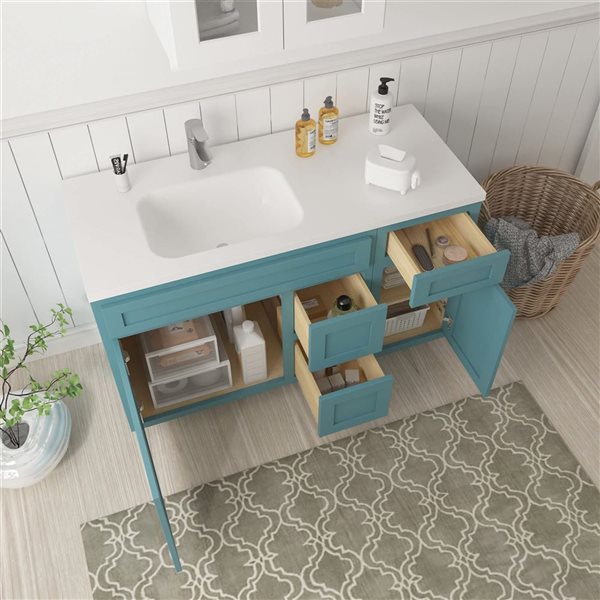 Vanity Art 51 x 21 x 32.5-in Freestanding 2-Right Drawer Bath Vanity Oak Cabinet without Top - Sea Green