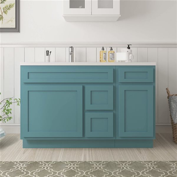 Vanity Art 51 x 21 x 32.5-in Freestanding 2-Right Drawer Bath Vanity Oak Cabinet without Top - Sea Green