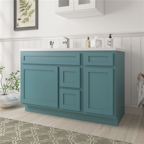 Vanity Art 51 x 21 x 32.5-in Freestanding 2-Right Drawer Bath Vanity Oak Cabinet without Top - Sea Green