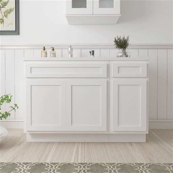 Vanity Art 54 x 21 x 32.5-in Freestanding 1-Drawer Bath Vanity Oak Cabinet without Top - White