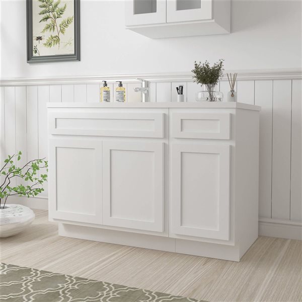 Vanity Art 54 x 21 x 32.5-in Freestanding 1-Drawer Bath Vanity Oak Cabinet without Top - White