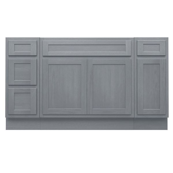 Vanity Art 57 x 21 x 32.5-in Freestanding 4-Drawer Bath Vanity Oak Cabinet without Top - Silver