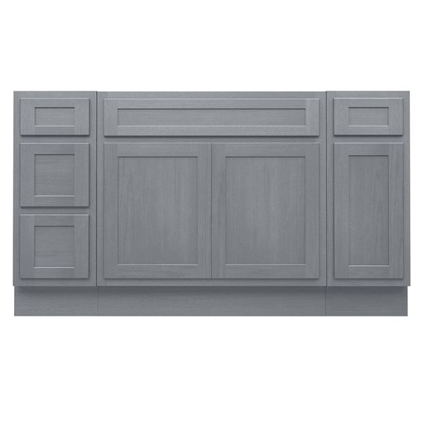 Vanity Art 57 x 21 x 32.5-in Freestanding 4-Drawer Bath Vanity Oak Cabinet without Top - Silver