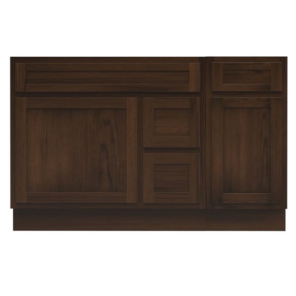 Vanity Art 51 x 21 x 32.5-in Freestanding 2-Right Drawer Bath Vanity Oak Cabinet without Top - Brown