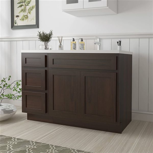Vanity Art 54 x 21 x 32.5-in Freestanding Bath Vanity Oak Cabinet without Top - Brown