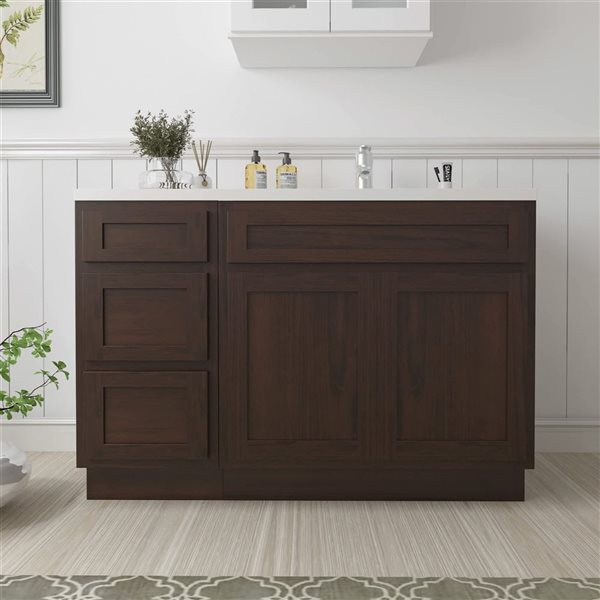Vanity Art 54 x 21 x 32.5-in Freestanding Bath Vanity Oak Cabinet without Top - Brown