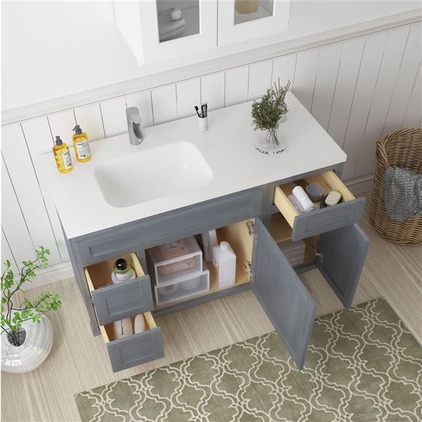 Vanity Art 51 x 21 x 32.5-in Freestanding 2-Left Drawer Bath Vanity Oak Cabinet without Top - Silver