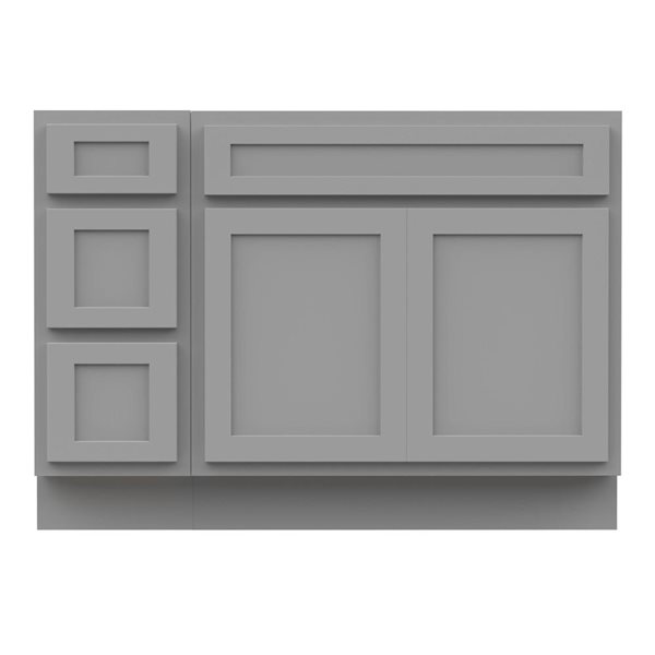 Vanity Art 45 x 21 x 32.5-in Freestanding 3-Drawer Bath Vanity Oak Cabinet without Top - Grey