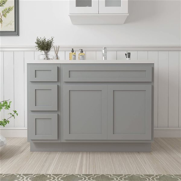 Vanity Art 45 x 21 x 32.5-in Freestanding 3-Drawer Bath Vanity Oak Cabinet without Top - Grey