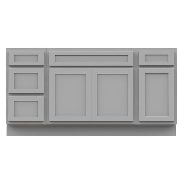 Vanity Art 66 x 21 x 32.5-in Freestanding 4-Drawer Bath Vanity Oak Cabinet without Top - Grey