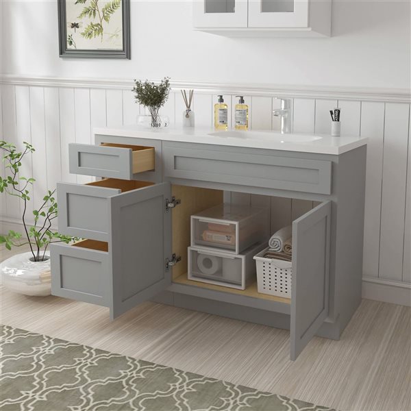 Vanity Art 54-in W x 21-in D x 32.5-in H 3-Drawer Bathroom Vanity w/o Top - Grey