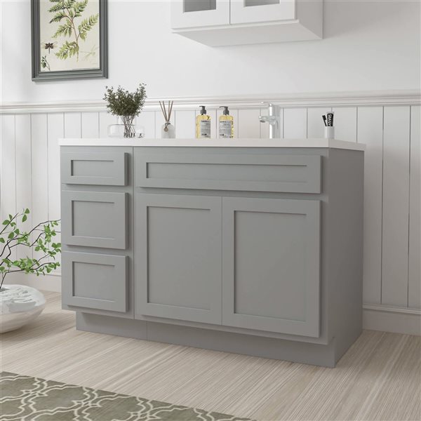 Vanity Art 54-in W x 21-in D x 32.5-in H 3-Drawer Bathroom Vanity w/o Top - Grey