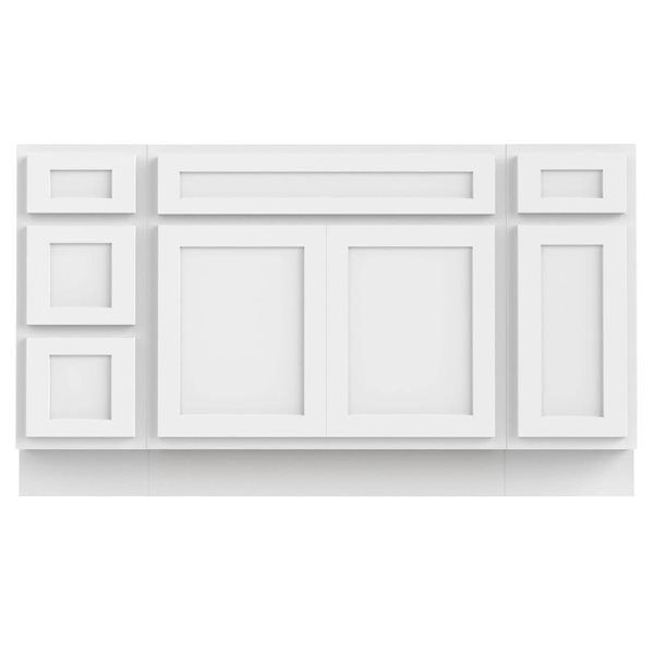 Vanity Art 54 x 21 x 32.5-in Freestanding 4-Drawer Bath Vanity Oak Cabinet without Top - White
