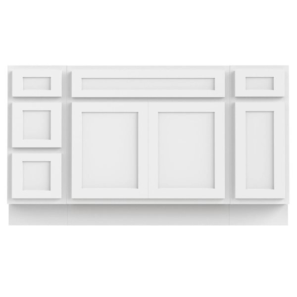 Vanity Art 54 x 21 x 32.5-in Freestanding 4-Drawer Bath Vanity Oak Cabinet without Top - White