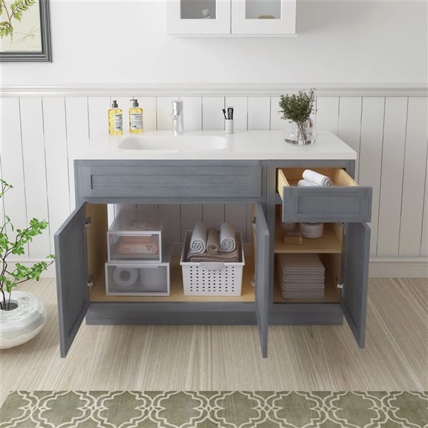 Vanity Art 51 x 21 x 32.5-in Freestanding Bath Vanity Oak Cabinet without Top - Silver