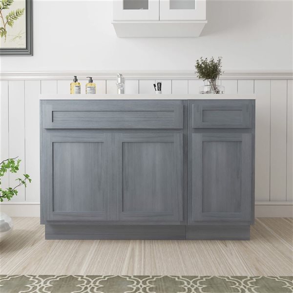 Vanity Art 51 x 21 x 32.5-in Freestanding Bath Vanity Oak Cabinet without Top - Silver