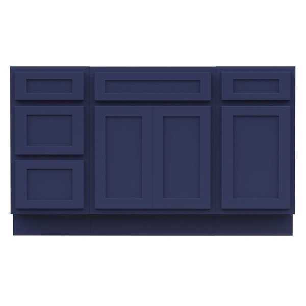 Vanity Art 54 x 21 x 32.5-in Freestanding Bathroom Vanity Oak Cabinet without Top - Blue