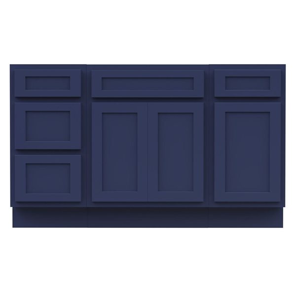 Vanity Art 54 x 21 x 32.5-in Freestanding Bathroom Vanity Oak Cabinet without Top - Blue