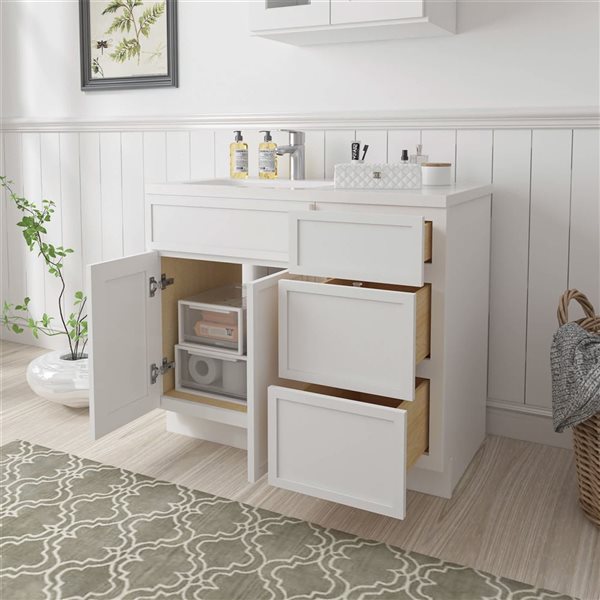 Vanity Art 39-in W x 21-in D x 32.5-in H 3-Drawer Bathroom Vanity w/o Top - White