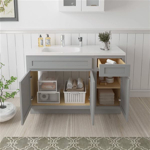 Vanity Art 54 x 21 x 32.5-in Freestanding 1-Drawer Bath Vanity Oak Cabinet without Top - Grey