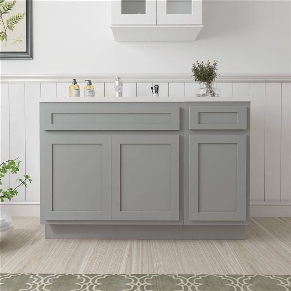 Vanity Art 54 x 21 x 32.5-in Freestanding 1-Drawer Bath Vanity Oak Cabinet without Top - Grey
