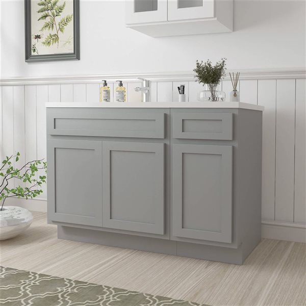Vanity Art 54 x 21 x 32.5-in Freestanding 1-Drawer Bath Vanity Oak Cabinet without Top - Grey