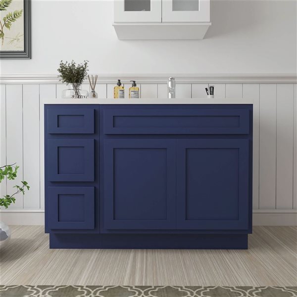Vanity Art 48 x 21 x 32.5-in Freestanding Bath Vanity Oak Cabinet without Top - Blue