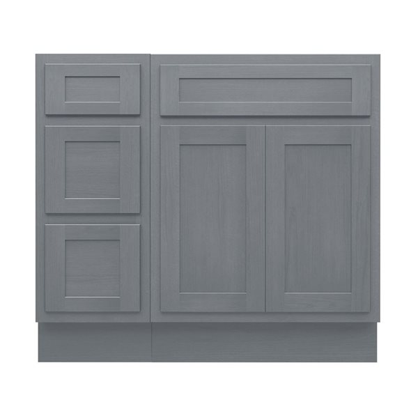 Vanity Art 36 x 21 x 32.5-in Freestanding Bath Vanity Oak Cabinet without Top - Silver