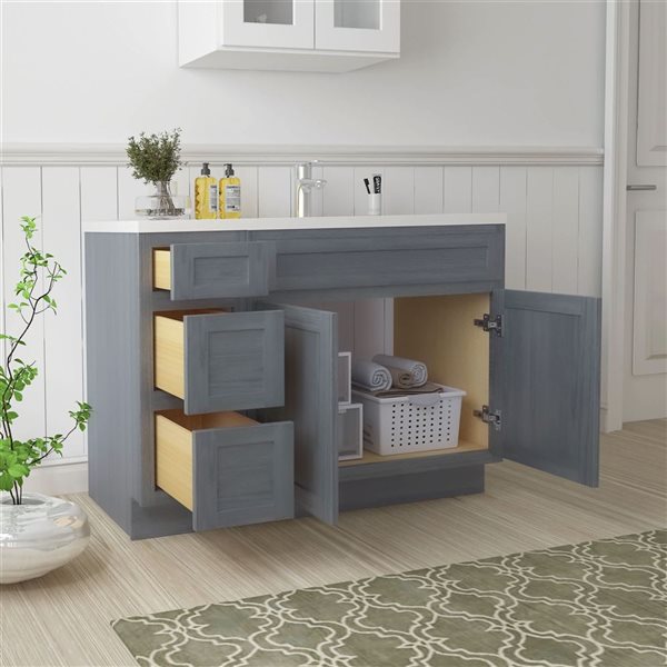 Vanity Art 48 x 21 x 32.5-in Freestanding Bath Vanity Oak Cabinet without Top - Silver