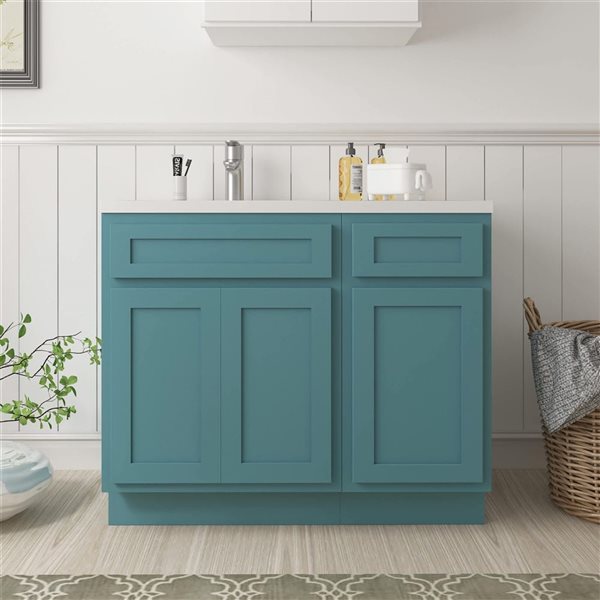 Vanity Art 39 x 21 x 32.5-in Freestanding 1-Drawer Bath Vanity Oak Cabinet without Top - Sea Green