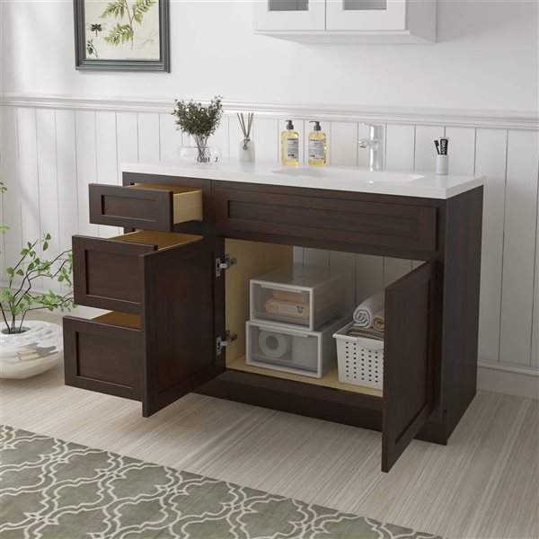 Vanity Art 45 x 21 x 32.5-in Freestanding Bath Vanity Oak Cabinet without Top - Brown