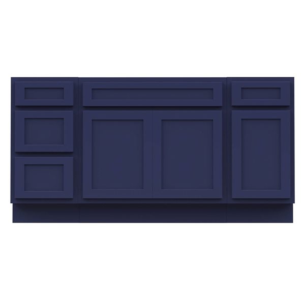 Vanity Art 66 x 21 x 32.5-in Freestanding 4-Drawer Bath Vanity Oak Cabinet without Top - Blue