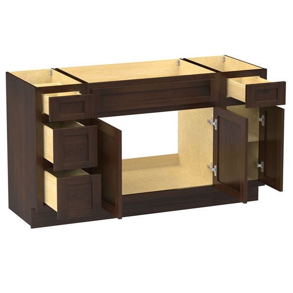 Vanity Art 60 x 21 x 32.5-in Freestanding Bath Vanity Oak Cabinet without Top - Brown