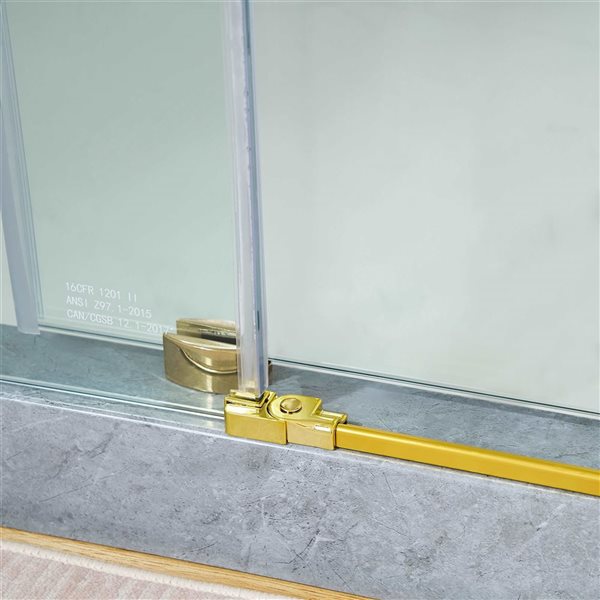 Vanity Art 56–60-in W x 76-in H Frameless Sliding Shower Door w/ 8-mm Shatterproof Glass - Gold