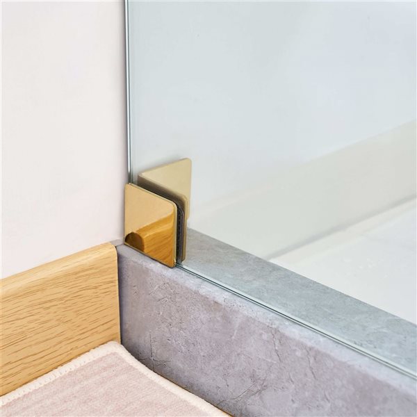 Vanity Art 56–60-in W x 76-in H Frameless Sliding Shower Door w/ 8-mm Shatterproof Glass - Gold