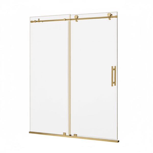 Vanity Art 56–60-in W x 76-in H Frameless Sliding Shower Door w/ 8-mm Shatterproof Glass - Gold