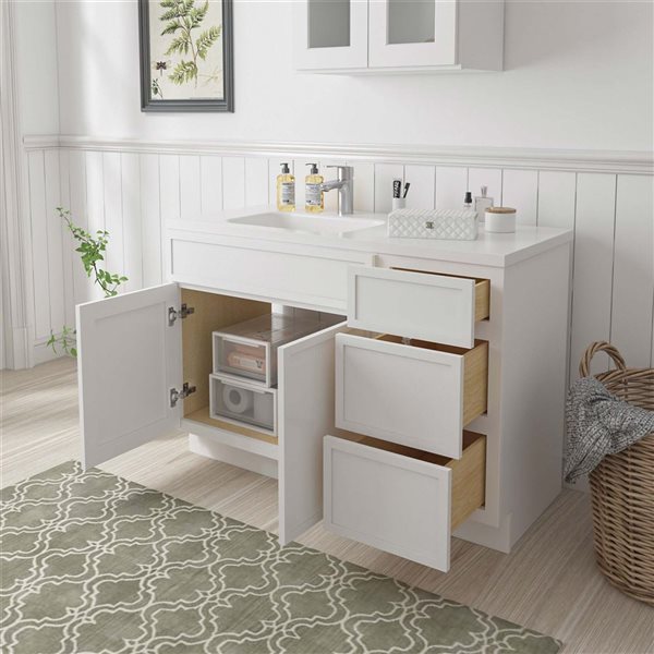 Vanity Art 51-in W x 21-in D x 32.5-in H 3-Drawer Bathroom Vanity w/o Top - White