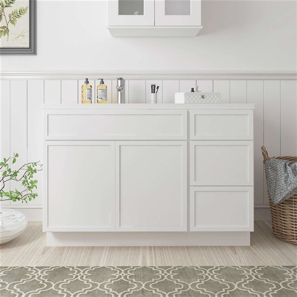 Vanity Art 51-in W x 21-in D x 32.5-in H 3-Drawer Bathroom Vanity w/o Top - White