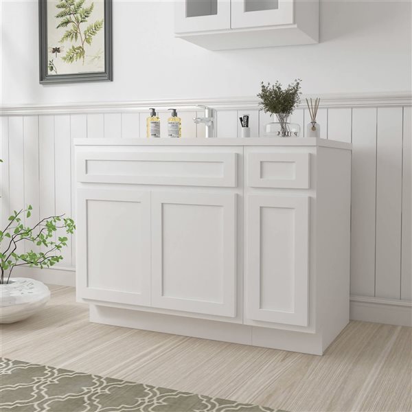 Vanity Art 42 x 21 x 32.5-in Freestanding 1-Drawer Bath Vanity Oak Cabinet without Top - White