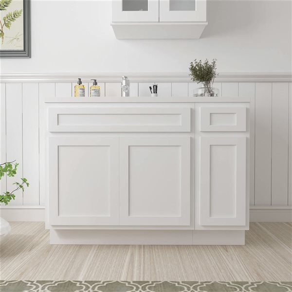 Vanity Art 42 x 21 x 32.5-in Freestanding 1-Drawer Bath Vanity Oak Cabinet without Top - White
