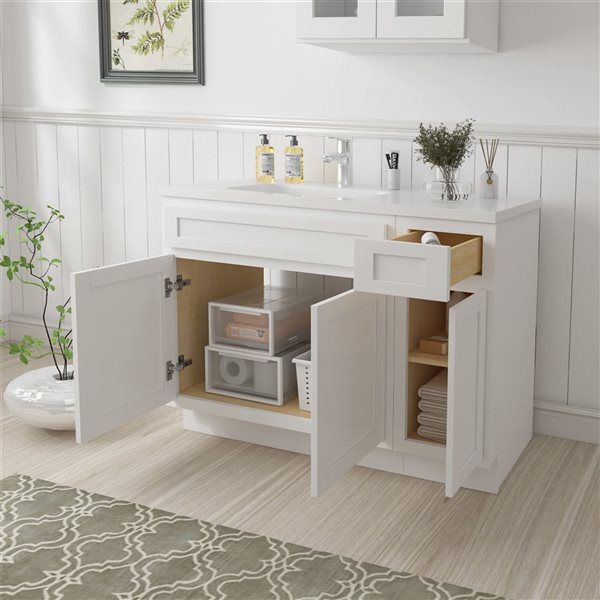 Vanity Art 42 x 21 x 32.5-in Freestanding 1-Drawer Bath Vanity Oak Cabinet without Top - White