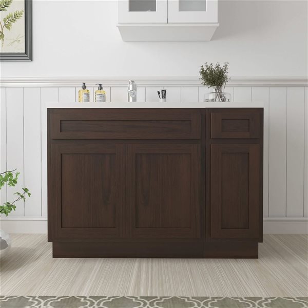 Vanity Art 45 x 21 x 32.5-in Freestanding 1-Drawer Bath Vanity Oak Cabinet without Top - Brown